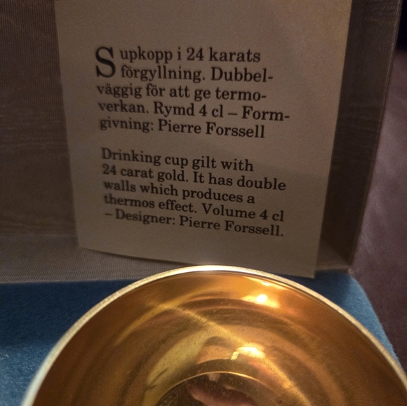 SKULTANA MASSING SWEDEN Drinking cup gilt with 24 karat gold by Pierre Forssell - Picture 6 of 7